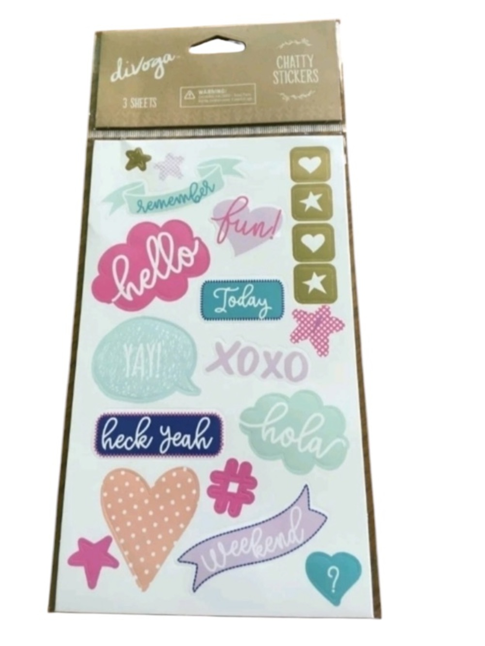 DiVorga Brand Vinyl STICKERS NIB 60 pieces Colorful Chat Quick Response Stickers